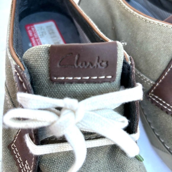 Clarks Mens Canvas Size 9 M Green Shoes Casual Lace Up Loafers - Picture 12 of 13